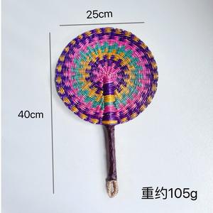 W8291 Éventail en paille tressé à la main, style nordique, avec éléments africains, portable et robuste, pour fête et décoration murale - Product Image 3