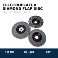 Disque à lamelles diamanté électrolytique 115 mm, grain 60-400, alésage 7/8 pouce, pour meuleuse d'angle, utilisation à sec ou humide, pour granit, marbre, céramique