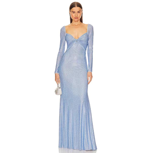 Abito da donna blu con paillettes Starlight |   Abito Completamente Decorato con Cristalli per Balli di Gala, Eventi Formali e Occasioni Eleganti - Product Image 3