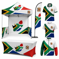 Drapeau personnalisé d'Afrique du Sud imprimé sur tissu Oxford, housse de table de tente d'événement extérieur coupe-vent et imperméable, drapeau plume, polo