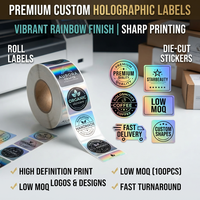 Étiquettes de produits holographiques personnalisées en rouleau, autocollants rectangulaires avec logo pour l'emballage et l'expédition des petites entreprises, sceau de marque OEM ODM