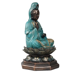 Estatua de Buda <span class=keywords><strong>Kwan</strong></span> Yin en Posición de Meditación sobre Trono de Loto, Estilo Asiático, en Polvo de Piedra de Resina - Product Image 3
