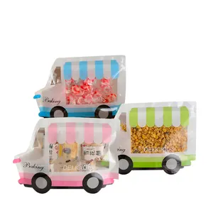 Saco de embalagem de zíper para cereais, popular, personalizado, em forma de carro, saco de embalagem com janela, para cereais grossos biscoitos