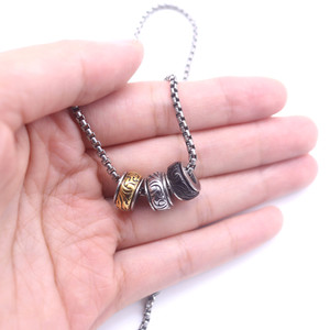 yunnique <b>Titanium</b> Steel Rotatable Charm Pendant Gold Silver Black Round Unisex Everyday Wear Jewelry 8mm GZYP-0957 - Product Image 4