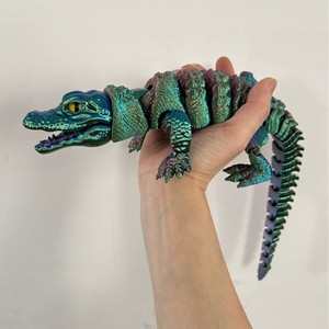 Figurine de crocodile imprimée en 3D avec bouche articulée, jouet en plastique, modèle animal pour enfants, ornement, cadeau d'anniversaire - Product Image 4