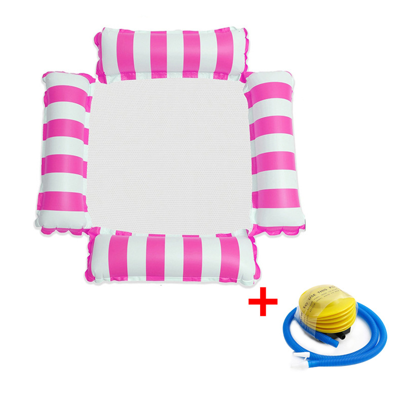 Four-tube striped floating raft-rose-red pump-small head