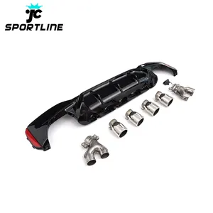 Painted Black ABS M5 Style Rear Diffuser with exhaust pipe for BMW G30 G31 G38 520i 530i 540i M TECH 18-19