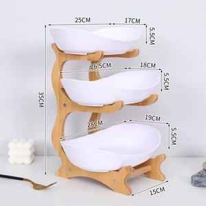 High Quality Wholesale Price 3 Layers Bamboo <strong>Wood</strong> Rack Fruit <strong>Plate</strong> Tray Candy Nut Storage for Household Living Room - Product Image 3