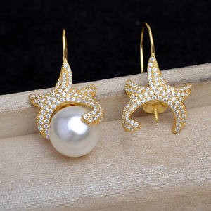 Base Cuadrada de Plata S925 para Pendientes, Accesorios para Joyería de Perlas de 10-12 mm, JG5985, Producto Semi-Acabado - Product Image 1