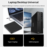 TISHRIC-Lecteur de DVD externe de type C, câble USB 3.0, lecteur de graveur de CD RW ROM, lecteur de CD, lecteur optique pour ordinateur portable et de bureau