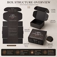 Boîte cadeau ondulée noire pour emballage de produits d'entretien du cuir (bottes, vestes, meubles, sièges de voiture), kit personnalisé avec logo, boîte d'expédition OEM