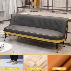 Sofá de Cuero Sintético Rosa con Detalles Dorados, Muebles de Salón Contemporáneos, Duraderos para Uso Comercial - Product Image 5