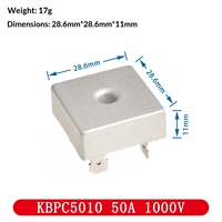 Redresseur de chargeur à pont complet carré KBPC5010 50A 1000V, quatre broches à traversage