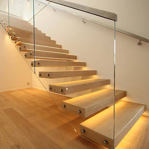 CBMmart-escalera flotante interior moderna, barandillas <span class=keywords><strong>de</strong></span> vidrio rectas con escalera <span class=keywords><strong>de</strong></span> <span class=keywords><strong>madera</strong></span>, <span class=keywords><strong>para</strong></span> el hogar - Product Image 3