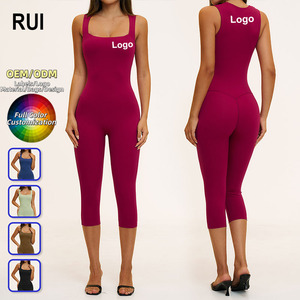 RUIQUWIN Custom Logo Women's Jumpsuits Sweat Wicking Breathable <b>Yoga</b> <b>Unitard</b> Bodycon Integrated Gym Romper Workout Wear Four-Way - Product Image 1