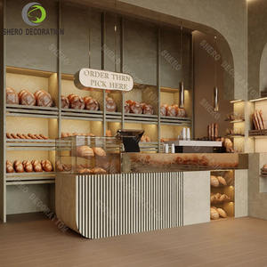 Comptoir de présentation pour boulangerie, design personnalisé, vitrine de luxe avec porte en verre, meuble de boulangerie durable - Product Image 2