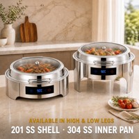 Elektrischer Chafing Dish Buffet-Wärmer aus Edelstahl mit Temperaturregelung und Gehärtetem Glasdeckel für Catering, Einzel- und Doppelversion