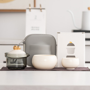 New Chinese Style Quick Tea Cup Portable Modern Ceramic Travel Kung Fu Tea Maker Fulu Gourd Design Travel Tea Set - Product Image 6