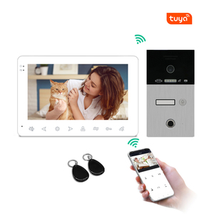 Tuya Wifi vân tay video Cửa Điện thoại Nhà Thông Minh <span class=keywords><strong>intercom</strong></span> chuông cửa Video điện thoại cho 2 gia đình với thẻ và dấu vân tay - Product Image 1