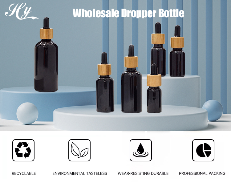 1oz 2oz Matte Black Glass Dropper Bottles With Pipette OEM ODM