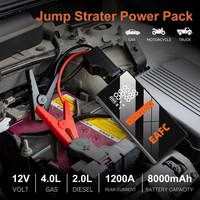 Démarreur intelligent et pompe à air EAFC 1200A 8000mAh 4L essence 2L diesel avec LED pour voiture, SUV, camion 12V