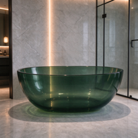 Baignoire autoportante en résine transparente, forme œuf, surface solide, baignoire de trempage colorée, baignoire moderne pour salle de bain