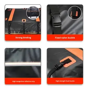 <span class=keywords><strong>Sac</strong></span> <span class=keywords><strong>de</strong></span> <span class=keywords><strong>toit</strong></span> <span class=keywords><strong>de</strong></span> <span class=keywords><strong>voiture</strong></span> universel imperméable, best-seller transfrontalier, poche en filet, design pliable, double couche, fixation par sangle, 70 kg - Product Image 3