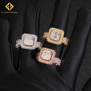 Đồ trang sức sang trọng hip hop lớn NHẪN cho Mens Iced out asscher cắt moissanite 925 sterling Silver GRA giấy chứng nhận - Product Image 6