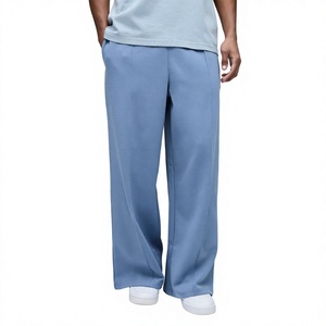 Wholesale Custom <b>Men</b> Oversized Baggy Sweatpants Wide Leg French Terry Gym Joggers with Striped Flare Straight Leg Pants - Product Image 1