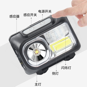 ไฟหน้าแบบปรับได้ LED ชาร์จใหม่ได้ 2000 มิลลิแอมป์ พร้อมเซ็นเซอร์ตรวจจับความเคลื่อนไหว สำหรับตกปลา วิ่ง และสำรวจ - Product Image 1