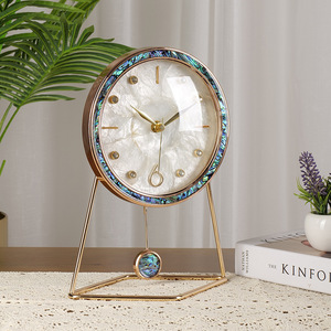 Seashell Desk Clock Circular Quartz Movement Home Decor Elegant Table Clock For Living Room Interior Design Ornament - Product Image 4