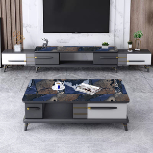 Mesa de Centro de Melamina MDF de Diseño <span class=keywords><strong>Simple</strong></span>, Color Negro, Mesa de Té para Sala de Estar - Product Image 5