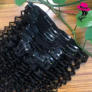 Neue Produkte Unverarbeiteter verworrener lockiger Clip in Haar verlängerungen jungfräuliches menschliches Natur haar für schwarze Frauen