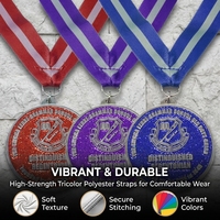 Médaille de récompense en métal émaillé brillant fluorescent 3D en relief profond, sur mesure, haut de gamme, pour événements de carnaval, avec design personnalisé
