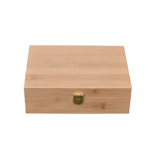 Finished Large Custom Size Natural Color Wooden Bamboo Box Bamboo Wood Bag Tea Box For Packaging With Hinged Lid