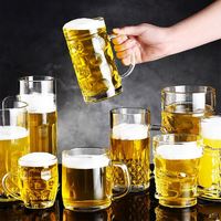 Vente en gros classique de 17/40oz, chopes à bière incassables, fortes et épaisses, chopes en verre pour boissons gazeuses, tasse en verre à bière avec poignée