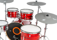 Kit de batterie électronique de luxe à double niveau UNLOCK Red Lightning Series avec toms 10/12/14/16/22 pouces et percussions 14/16/17/20 pouces