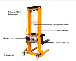 Gerbeur semi-électrique SYNGE 1000 kg 2000 kg 3000 kg Mini palan électrique Gerbeur à palettes Chariot élévateur à fourche 1600-2000 mm de levage - Product Image 3