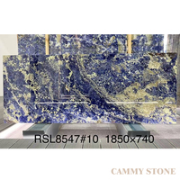 Dalle de luxe en onyx bleu naturel de Bolivie avec veines de calcite, étanche et écologique, pour murs de fond de cuisine extérieure et de salle à manger