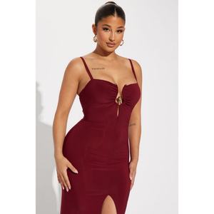 Robe de soirée rétro à col en V et bretelles queue de poisson, vente en gros - Product Image 4