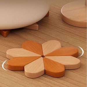 <b>Wooden</b> Flower Coaster Set With Phone Stand Multi Functional Tabletop Decor For Home Office <b>Desk</b> Use - Product Image 3