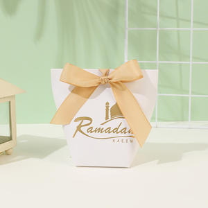 อุปกรณ์จัดงานรอมฎอนและอีดมูบาร็อค ถุงของขวัญกระดาษขายดี พร้อมโบว์ตกแต่ง <span class=keywords><strong>กล่อง</strong></span><span class=keywords><strong>ของขวัญ</strong></span>เทศกาลสำหรับใส่ขนมหวาน - Product Image 1