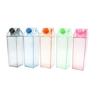 พิมพ์โลโก้คุณภาพสูงตามสั่ง ขวดนมทรงเหลี่ยม PS ปลอดสาร BPA เกรดอาหาร ขนาด 500 มล. 1000 มล. สำหรับใส่น้ำผลไม้ น้ำแร่ ดื่มได้โดยตรง เหมาะสำหรับงานปาร์ตี้ - Product Image 3