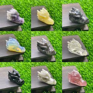 Cabeza de dragón tallada a mano de cristal <span class=keywords><strong>Natural</strong></span> de 7cm, estatua de Animal de piedras preciosas múltiples, figurita curativa de Reiki para decoración del hogar, regalos de cristal - Product Image 5