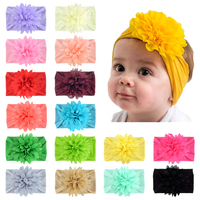 Bando Bayi Perempuan Bunga Sifon 4 Inci, Ikat Rambut Nilon Elastis Lembut, Aksesori Rambut untuk Bayi Baru Lahir Balita Anak Perempuan