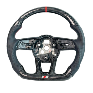 Volant en Alcantara avec surpiqûres rouges, tuning professionnel, <span class=keywords><strong>Audi</strong></span> C8 B6 B7 B8 B8.5 B9 8v RS5 RS6 RS7 S5 S6 S7, volant en fibre de carbone - Product Image 4