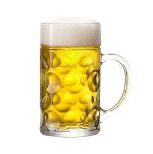 1.3L Super Capacidad Budweiser Draft Beer Glass Hero Taza 45oz Bright Bubble Beer Drink Cup Con Asa Taza De Cerveza De Vidrio