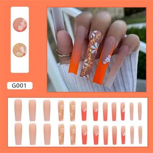 Meilleures Ventes 2023 Fabricant OEM ODM de faux <span class=keywords><strong>ongles</strong></span> courbes couleur ombrée <span class=keywords><strong>orange</strong></span>-violet forme cercueil - Product Image 5