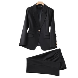 Women's Red Suit Set Satin Full Sleeve Spring Office Lady Anti-Wrinkle Professional Attire - Product Image 5