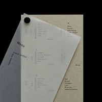 Carte de menu personnalisée en papier vélin, menu semi-transparent en papier calque pour café, bar, bistrot avec logo